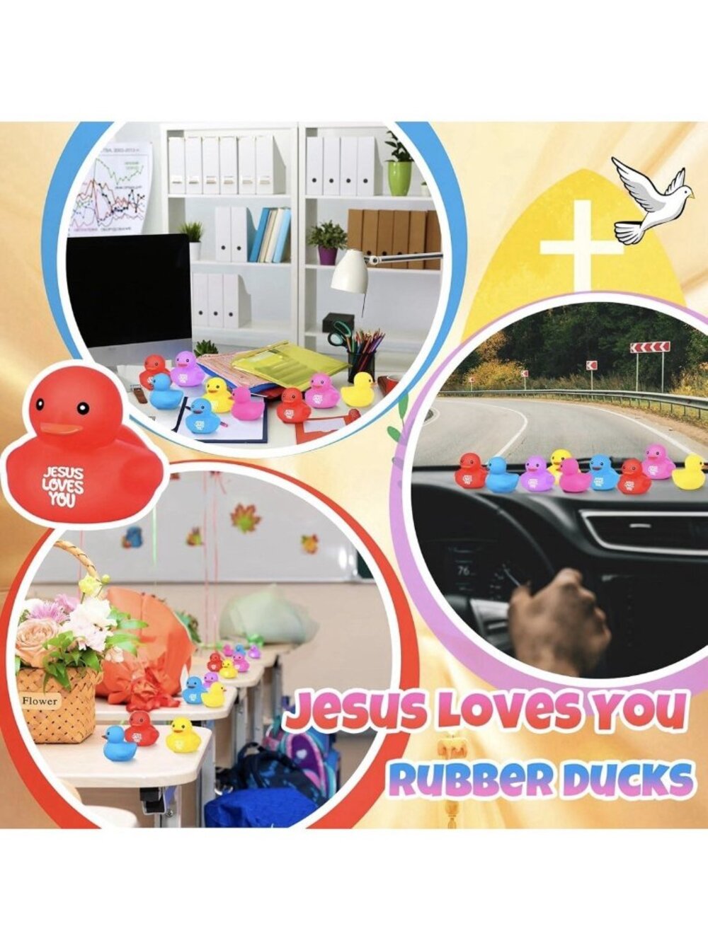 Deekin 50 Pcs Jesus Loves You Rubber Ducks Party Favors Gifts - Picture 3 of 4